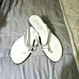 Italian Shoemakers White w jeweled sandals size 6.5